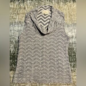 Anthropologie - Deletta Cream and Gray Textured Top